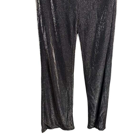 ROTATE Birger Christensen Isha Metallic Black Cut Out Halter V-Neck Jumpsuit 8 - Picture 9 of 15